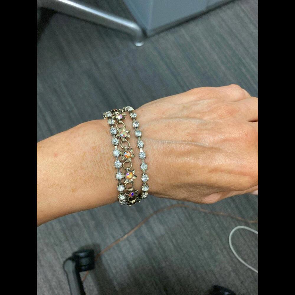 Triple Layered Pastel Rhinestone Bracelet - Picture 4 of 5